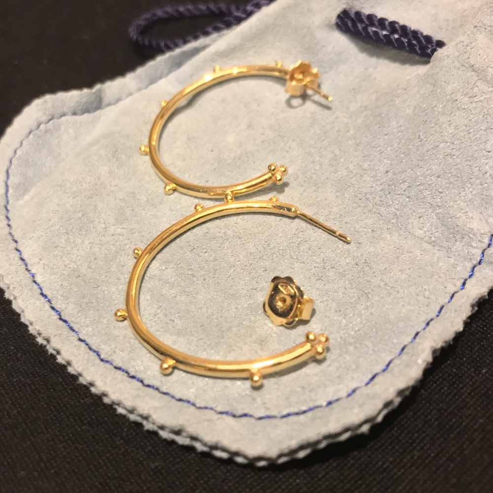 18k Gold Medium Hoop Earrings by Temple St Clair - Picture 5 of 8